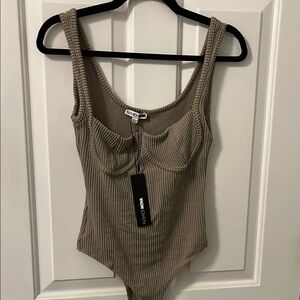 Taupe Ribbed Bodysuit